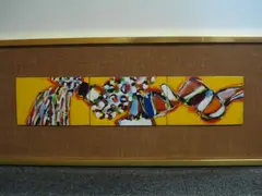 Abstract compositions by Stephan Knapp, 4 works on metal in enamel, sold Sep 2012