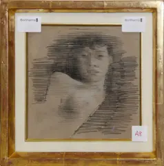 Girl in Paris by William Rothenstein, crayon and white chalk,, sold Aug 2012