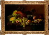 Still life of fruit upon a table by H. Velten, sold Aug 2012