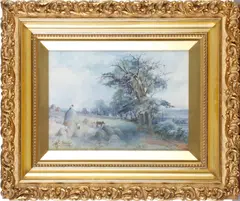 Landscape with haystacks by Jane E Spindler, sold Aug 2012