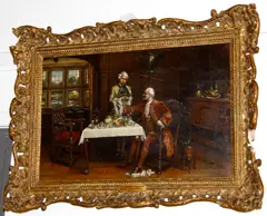 'An Important Dispatch' by Maud Cruttwell, period interior,, sold Aug 2012