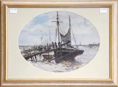 Harbour scene by Bernhard Sickert, sold Aug 2012
