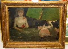 La Table a Roulette by French School, oil on board, sold Aug 2012