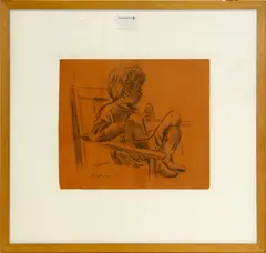 The drinker/Maeve/The black arm band/Fabian/Sebastian/Boy's head/Elizabeth by Mervyn Peake, charcoal, pastel, sold Aug 2012