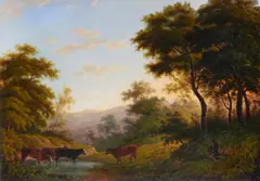 Cattle watering by Patrick Nasmyth, sold Aug 2012