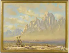 Western landscape by Thomas Lewis, oil on canvas, sold Jan 2017