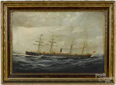 of the steam ship Missouri by Parker Greenwood, oil on canvas, sold Jan 2017