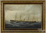 of the steam ship Missouri by Parker Greenwood, oil on canvas, sold Jan 2017