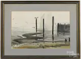 coastal scene by C. Robert Perrin, watercolor, sold Jan 2017