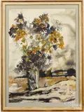 still life with flowers by Philip Jamison Jr., watercolor, sold Jan 2017