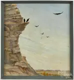 landscape with vultures by Phil Metzger, oil on canvas, sold Jan 2017
