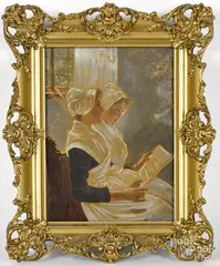 of two women singing by Walter Firle, oil on canvas, sold Jan 2017
