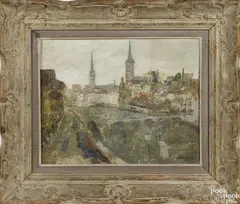 Parisian view of the Seine by Walter Schofield, oil on board, sold Jan 2017