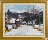 winter landscape of a house by Carl W. Peters, oil on canvas, offered Jan 2017