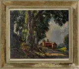 landscape with a farm by William Lester Stevens, oil on board, sold Jan 2017