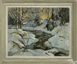 winter landscape by William Lester Stevens, oil on board, offered Jan 2017