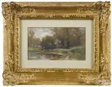landscape with a house by Carl C. Weber, watercolor and gouache, sold Jan 2017