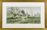 landscape with a house and sheep by Carl C. Weber, watercolor, offered Jan 2017