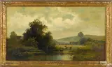 landscape with cows by a pond by Carl C. Weber, oil on canvas, offered Jan 2017