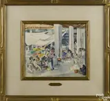 market scene by Martha Walter, watercolor, offered Jan 2017