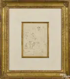 of artist Edward Redfield in his studio by Robert Henri, ink on paper, offered Jan 2017
