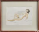 of a female nude by Stephen Etnier, watercolor, sold Jan 2017