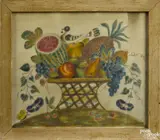 theorem of a basket of fruit by David Y. Ellinger, oil on velvet, sold Jan 2017