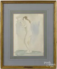female nude study by Arthur Beecher Carles Jr., watercolor, offered Dec 2016