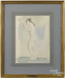 female nude study by Arthur Beecher Carles Jr., watercolor, offered Dec 2016
