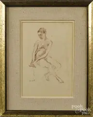 nude study by Seymour Remenick, charcoal, offered Dec 2016