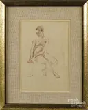 nude study by Seymour Remenick, charcoal, offered Dec 2016