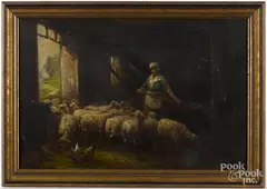 barn scene by Arthur Diehl, oil on canvas, offered Dec 2016