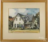 landscape with a house by Lois Rapp, watercolor, offered Dec 2016