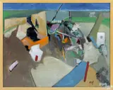 abstract by Donald Stanley Wilf, oil on canvas, offered Dec 2016