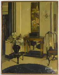 interior by Edith Blight Thompson, oil on canvas, offered Dec 2016