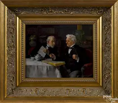 of two men conversing by Louis Henry Charles Moeller, oil on canvas, offered Nov 2016