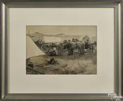 of a wagon camp by William De Cost Smith, watercolor, offered Nov 2016