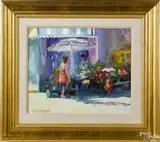 Spanish street scene by Don Hazen, oil on canvas, offered Nov 2016