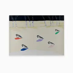 Chickadees by Anne Neely, acrylic on paper, sold Sep 2022