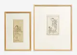 Group of 2 Japanese Woodcuts by Nishikawa Sukenobu, woodcut, sold Oct 2022