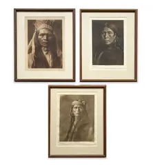 3 Portraits by Edward S. Curtis, photogravure, sold Oct 2022