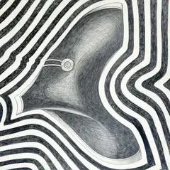 Untitled (Electric Object) by Lowell Nesbitt, charcoal and graphite on illustration board, sold Oct 2022