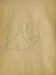 Untitled (Figure Study) by Marcel-Lenoir, graphite on paper, sold Oct 2022