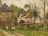 Le moulin à eau by Paul Lecomte, Aquarelle, sold Jun 2011
