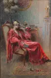 Le déshabillé rouge by Delphin Enjolras, Pastel, sold Jun 2011