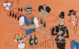 Le bar rouge by Fikret Mualla Saygı, Gouache signée en bas à gauche, sold Jun 2011