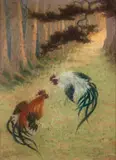 Combat de coqs by Georges Dantu, Pastel, sold Jun 2011