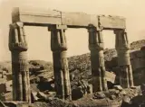 Autoportrait sous le portique du sanctuaire de l'Akh-menou dit « Jardin botanique » ou cabinet de curiosités de Thoutmosis III, vu du sud-ouest (Karnak) by Aymard de Banville, 1867, Photographie en, sold Jun 2011