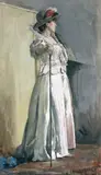 Elégante à la canne by Louis Welden Hawkins, Aquarelle gouachée signée en bas à droite, sold Jun 2007