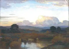 Paysage au troupeau » by Émile-René Ménard, 1918, Pastel signé et daté en bas à droite, sold Jun 2007